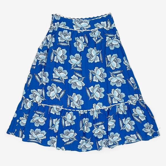 Maeve by Anthropologie Alyssa Midi Skirt Size 6 Blue Floral Boho Resort Summer - Picture 2 of 9